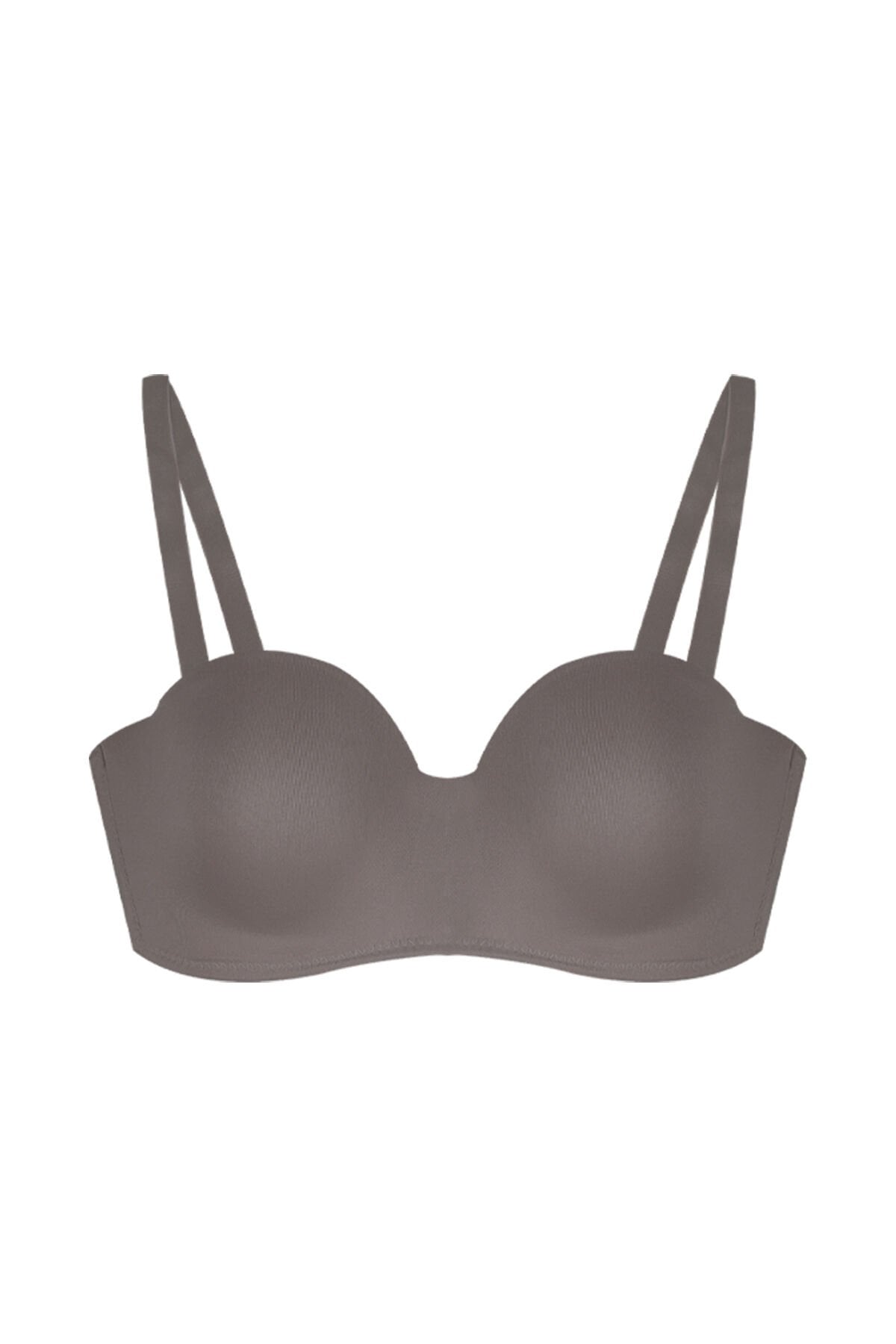 Kadın Dolgusuz Mikro Straplez Sütyen Kül Rengi - 95B