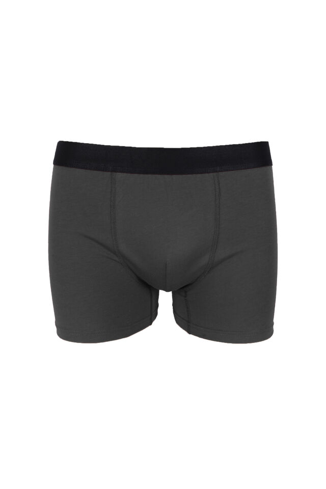Erkek 3'lü Pamuklu Likralı Boxer Gri - Bordo - 3XL