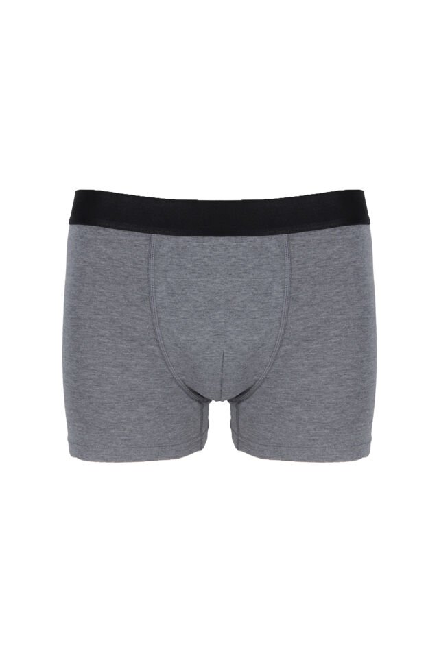 Erkek 3'lü Pamuklu Likralı Boxer Gri - Bordo - 3XL