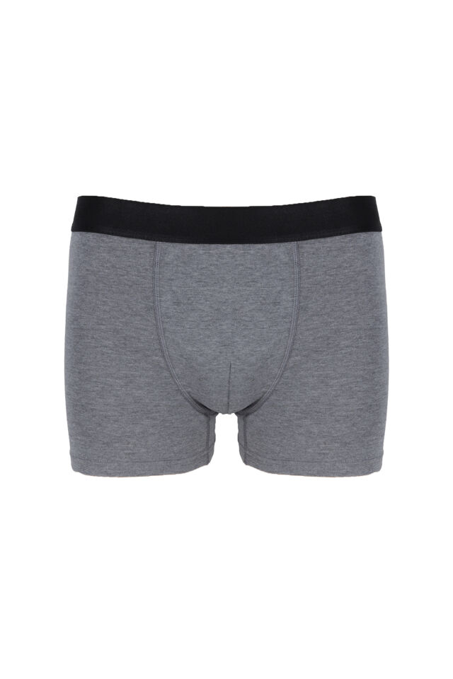 Erkek 3'lü Pamuklu Likralı Boxer Gri - Bordo - 3XL