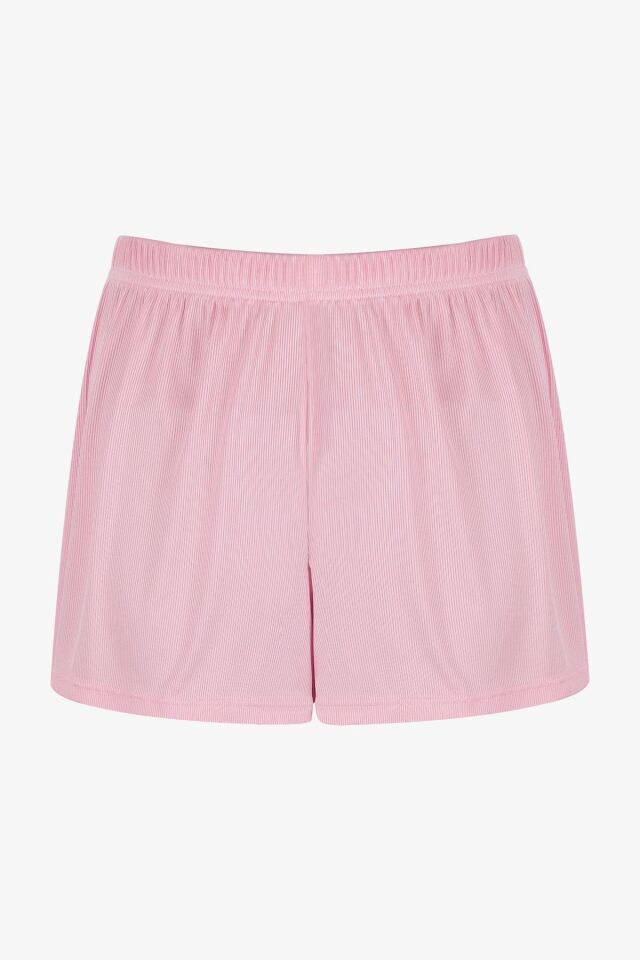 Kadın Kaşkorse Kalın Askılı Şortlu Takım KO7205TS-1 Pembe - L