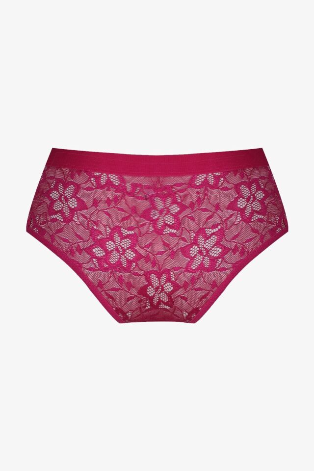 Kadın 3'lü Dantelli Yan Dekolteli Külot Siyahlacivertfusya - M