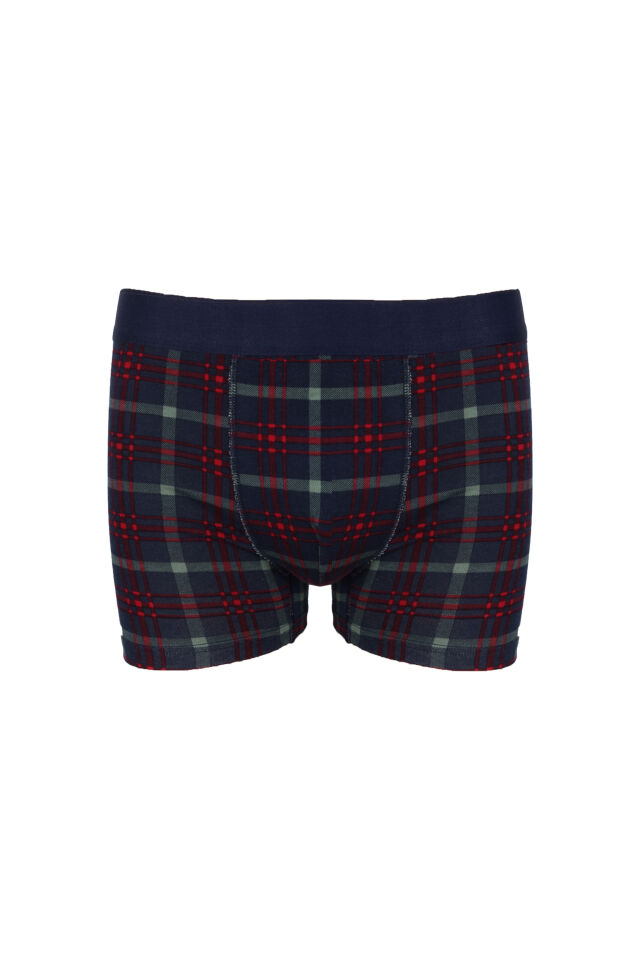 Erkek 3'lü Pamuklu Likralı Boxer Lacivert - Yeşil - XL