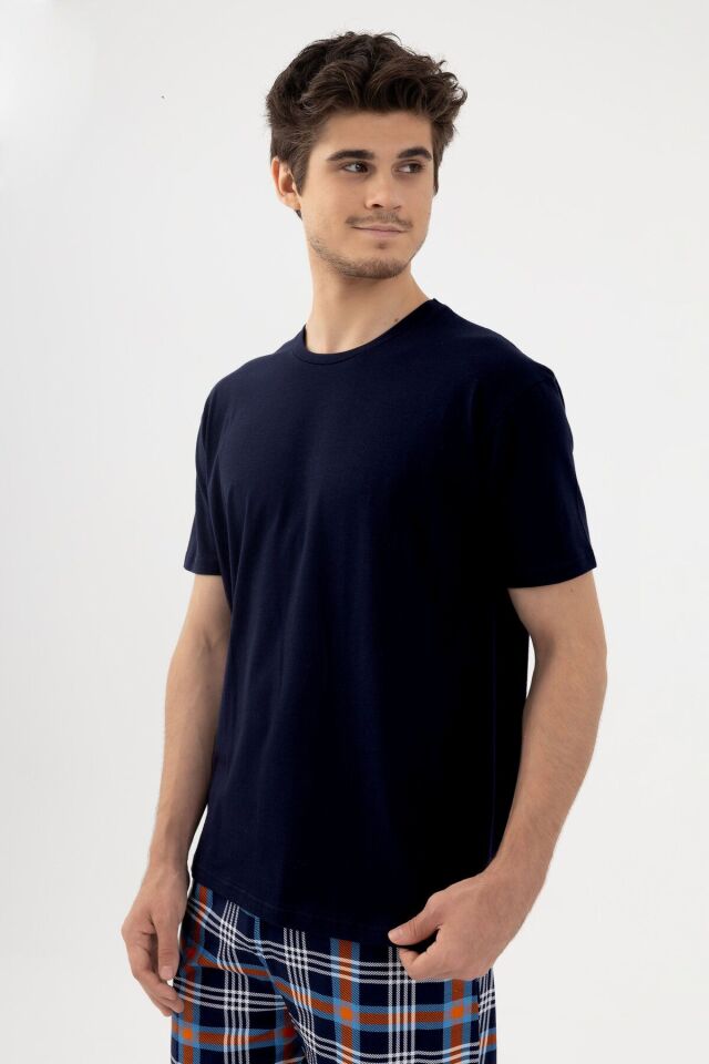 Erkek Kısa Kollu Ekose Desenli Pamuklu Pijama Takımı KO6303PJ-5 Ekose Desen - S - KO6303PJ-5 Ekose Desen - S