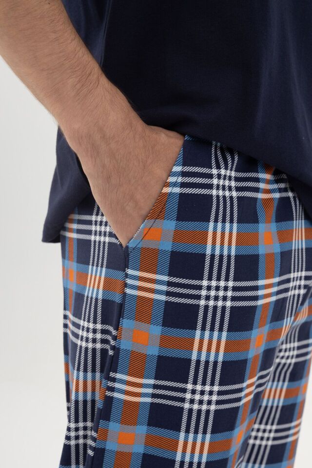 Erkek Kısa Kollu Ekose Desenli Pamuklu Pijama Takımı KO6303PJ-5 Ekose Desen - S - KO6303PJ-5 Ekose Desen - S