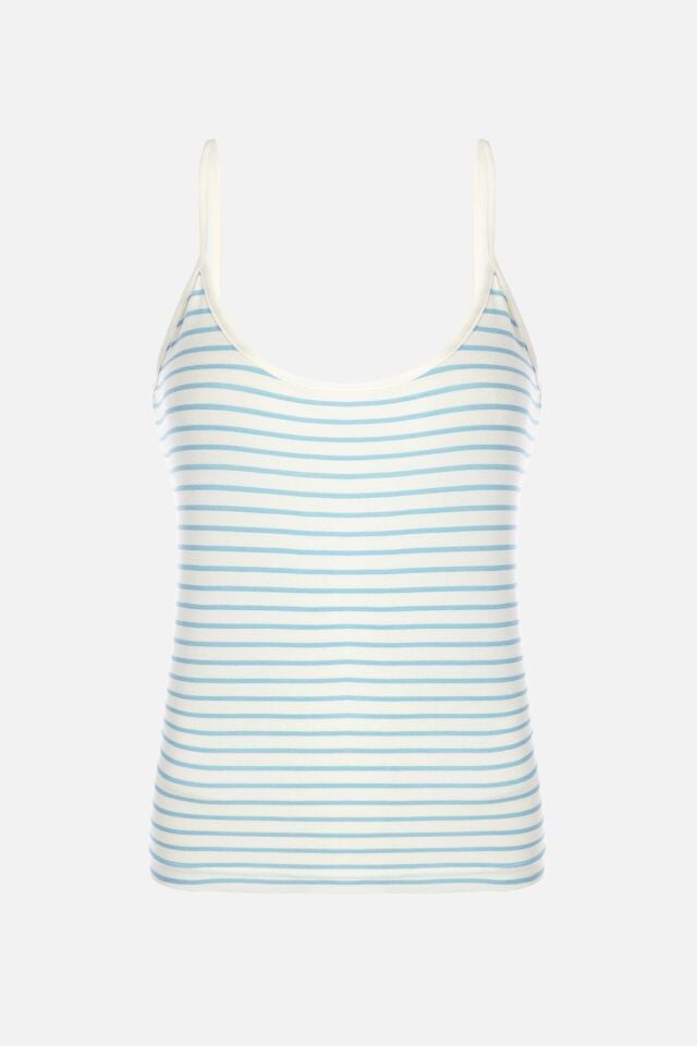 Kadın İp Askılı Viskon Çizgili Desenli Pijama Takımı KO70102 Çizgi Desen - M - KO70102 Çizgi Desen - M