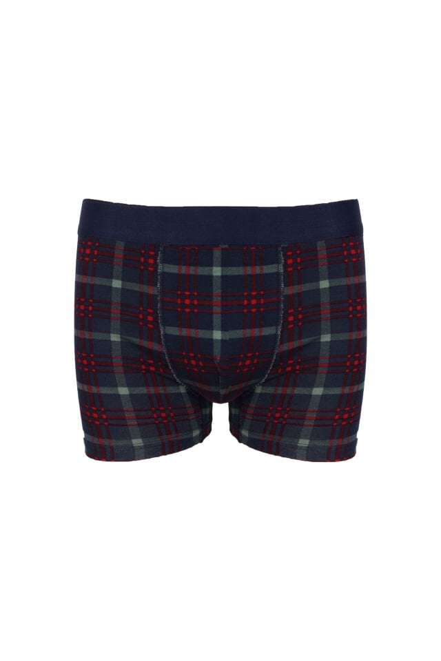 Erkek 3'lü Pamuklu Likralı Boxer Lacivert - Yeşil - 5XL