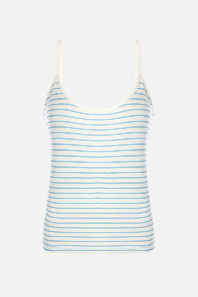 Kadın İp Askılı Viskon Çizgili Desenli Pijama Takımı KO70102 Çizgi Desen - XL - KO70102 Çizgi Desen - XL