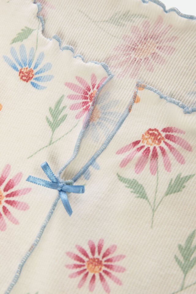 Sevgililer Günü Temalı Kadın Pamuklu Çıtır Çiçek Desenli Baby Overloklu Fiyonklu Uzun Kollu Pijama Takımı KO70142-1 - L