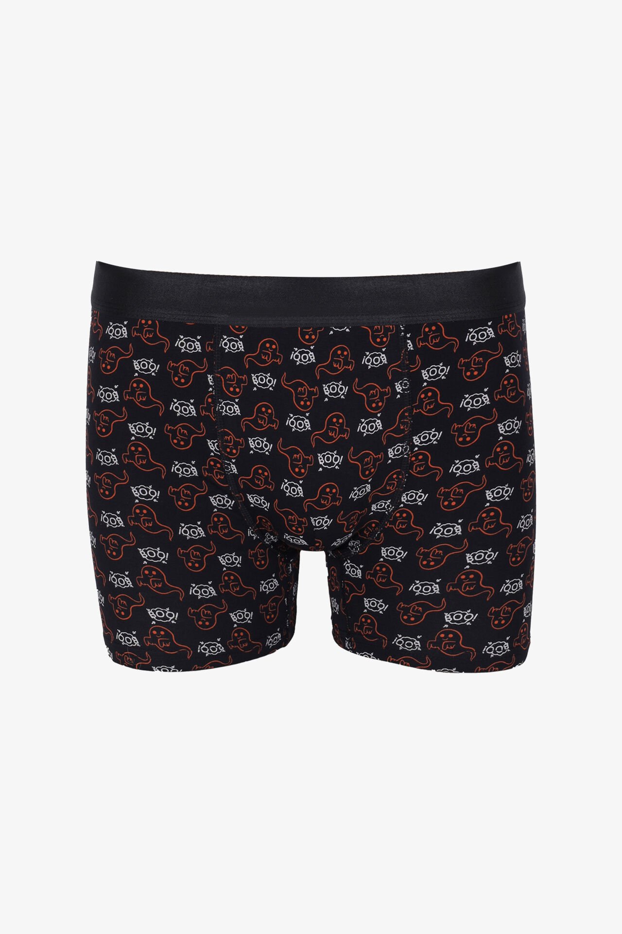 Erkek Tekli Desenli Pamuklu Boxer Beyaz - Turuncu - 2XL