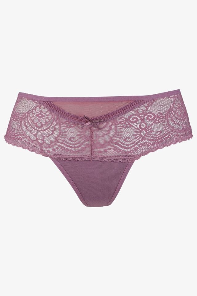 Kadın 3'lü Dantel Detaylı Tanga Siyahindigogkurusu - M