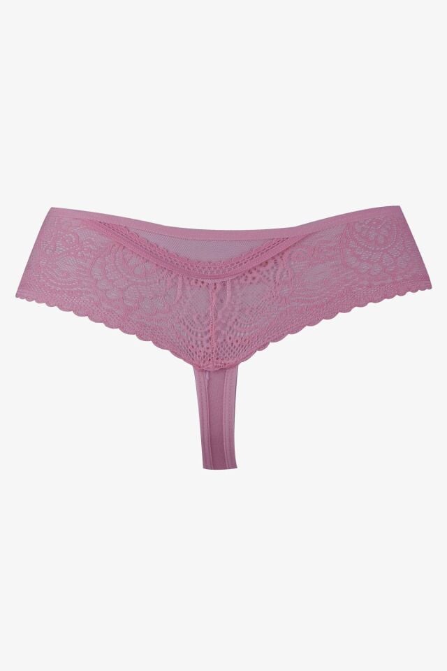 Kadın 3'lü Dantel Detaylı Tanga Siyahindigogkurusu - M