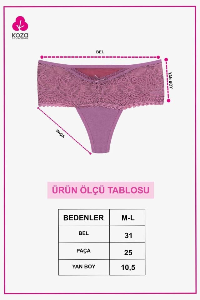 Kadın 3'lü Dantel Detaylı Tanga Siyahindigogkurusu - M