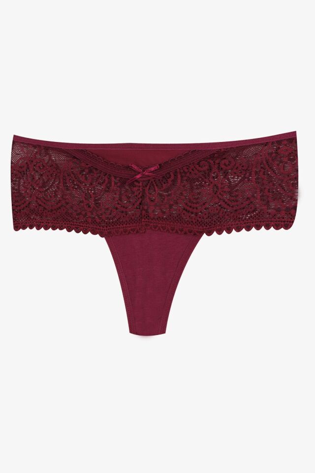 Kadın 3'lü Dantel Detaylı Tanga Siyahindigobordo - M
