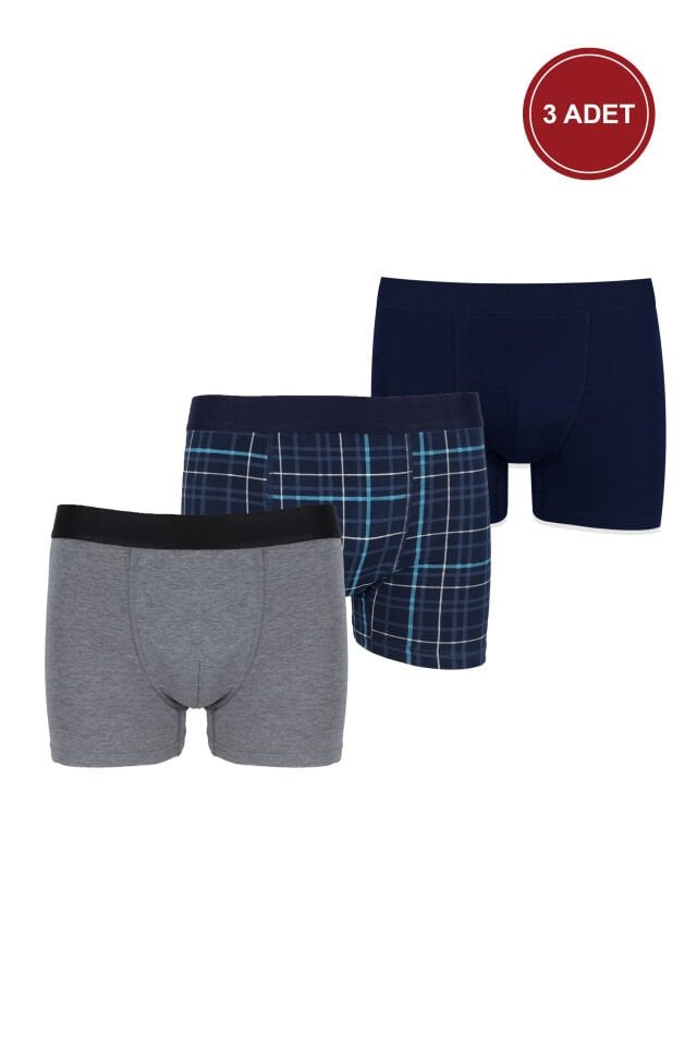 Erkek 3'lü Pamuklu Likralı Boxer 3XL