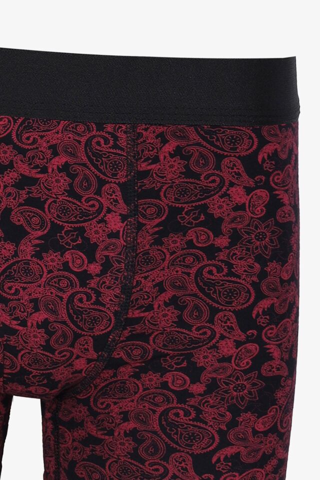 Erkek Tekli Desenli Pamuklu Boxer Siyah - Turuncu - XL