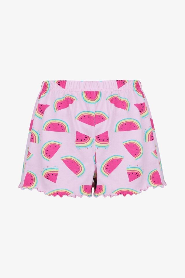 Kadın Pamuklu Karpuz Desenli Şortlu Pijama Takımı KO70126 Karpuz Desen - L