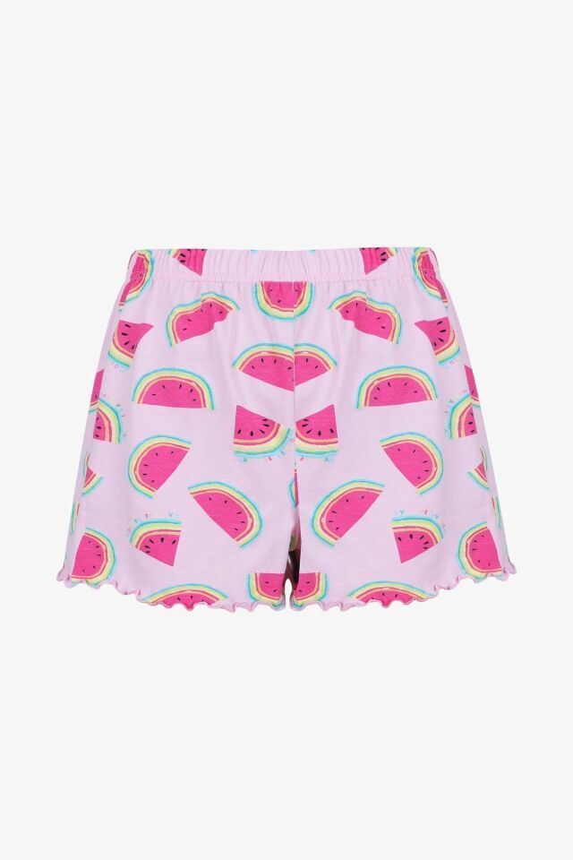 Kadın Pamuklu Karpuz Desenli Şortlu Pijama Takımı KO70126 Karpuz Desen - L