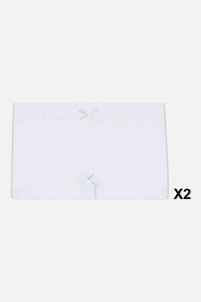 Kız Çocuk 5'li Pamuklu Dantel Detaylı Boxer Ekru2Pembe - 3-5 Yaş - Ekru2Pembe - 3-5 Yaş