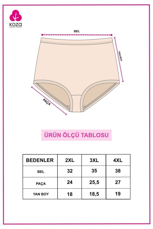 Kadın 5'li Likralı Curve Büyük Beden Battal Ekstra Yüksek Bel Külot 5005BKTL-3 - 2XL