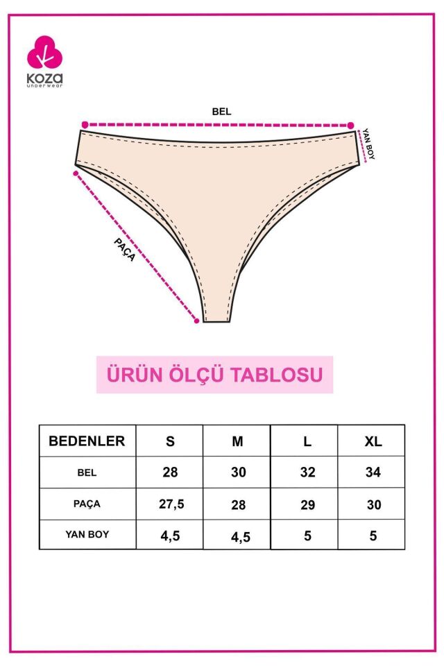 Kadın 5'li Likralı Brazilian Külot Çok Renkli - XL