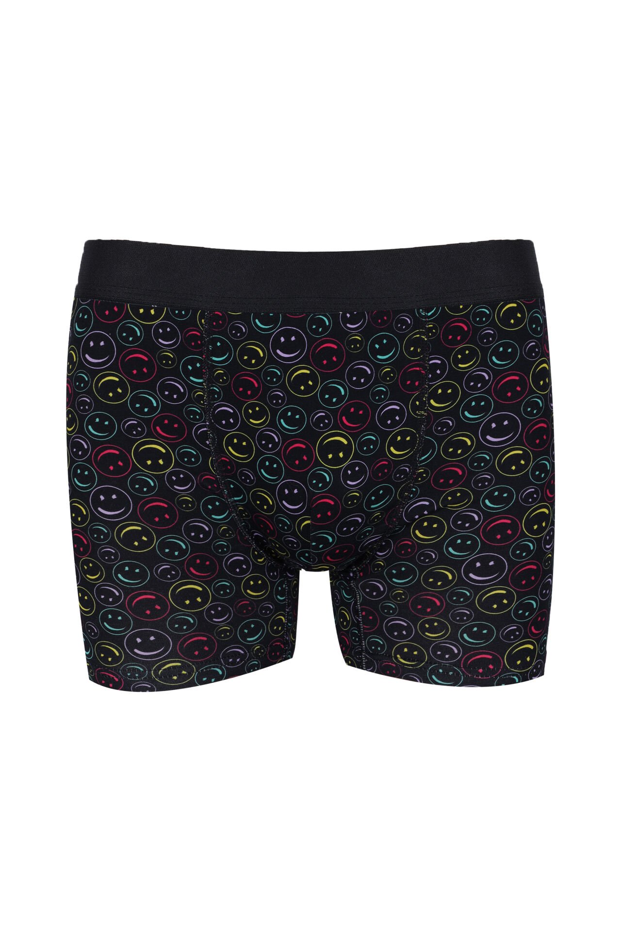 Erkek Tekli Desenli Pamuklu Boxer Siyah - Sarı - 2XL