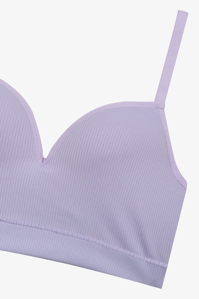 Kadın Fitilli Yarım Dolgulu Sütyen Takım Lavanta - 80B