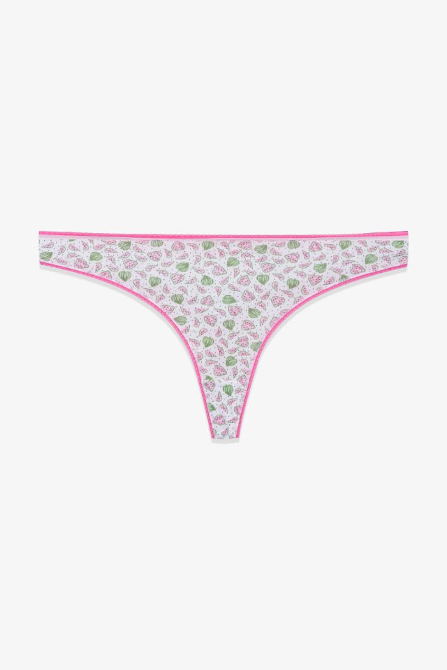 Kadın 3'lü Pamuklu Desenli Tanga 11030-21 - L/XL