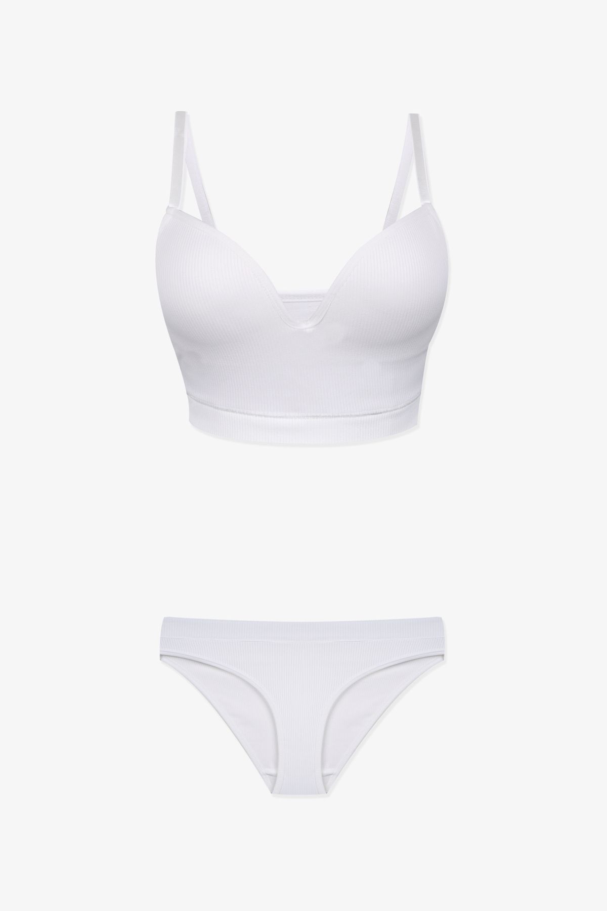 Kadın Fitilli Yarım Dolgulu Sütyen Takım Ekru - 75B