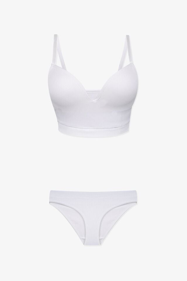 Kadın Fitilli Yarım Dolgulu Sütyen Takım Ekru - 75B