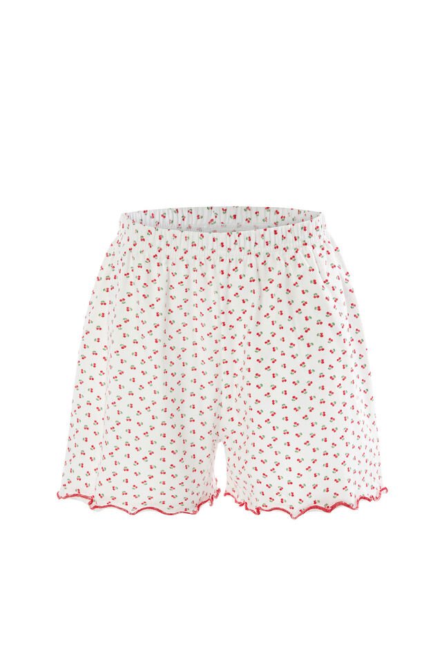 Kız Çocuk Pamuklu Desenli Kalın Askılı Pijama Takımı Kırmızı - Beyaz - 5-6 Yaş