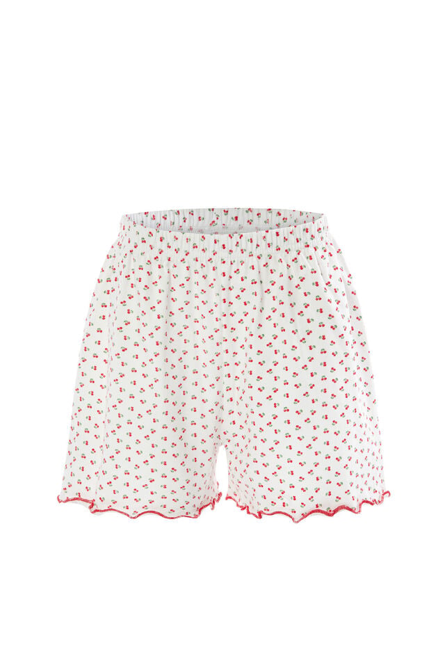 Kız Çocuk Pamuklu Desenli Kalın Askılı Pijama Takımı Kırmızı - Beyaz - 5-6 Yaş