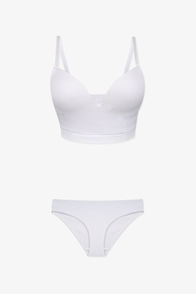 Kadın Fitilli Yarım Dolgulu Sütyen Takım Ekru - 85B