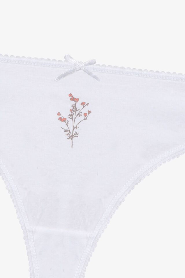 Kadın 3'lü Pamuklu Desenli Tanga 11030-18 - L/XL