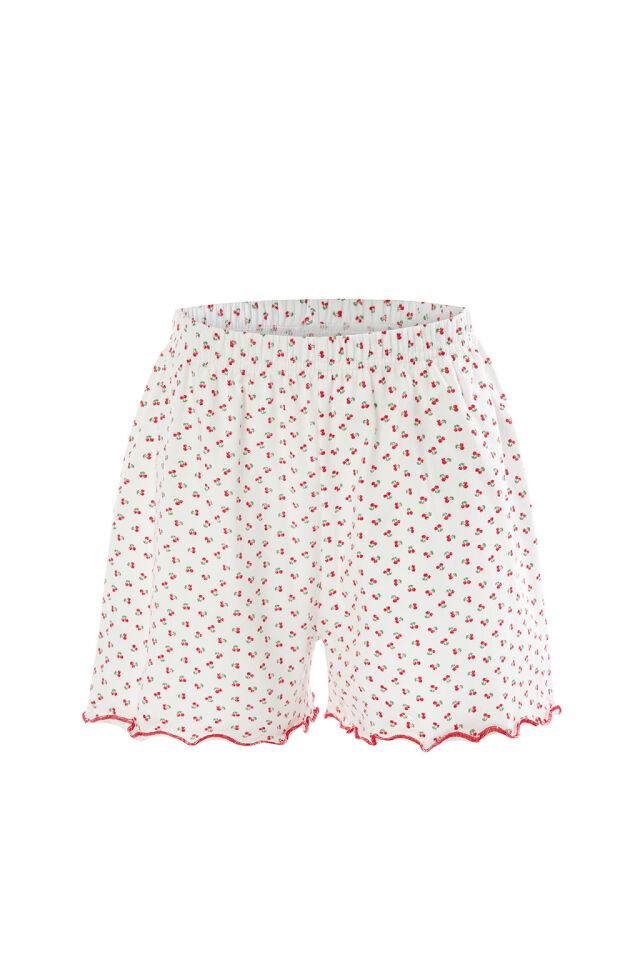 Kız Çocuk Pamuklu Desenli Kalın Askılı Pijama Takımı Kırmızı - Beyaz - 9-10 Yaş