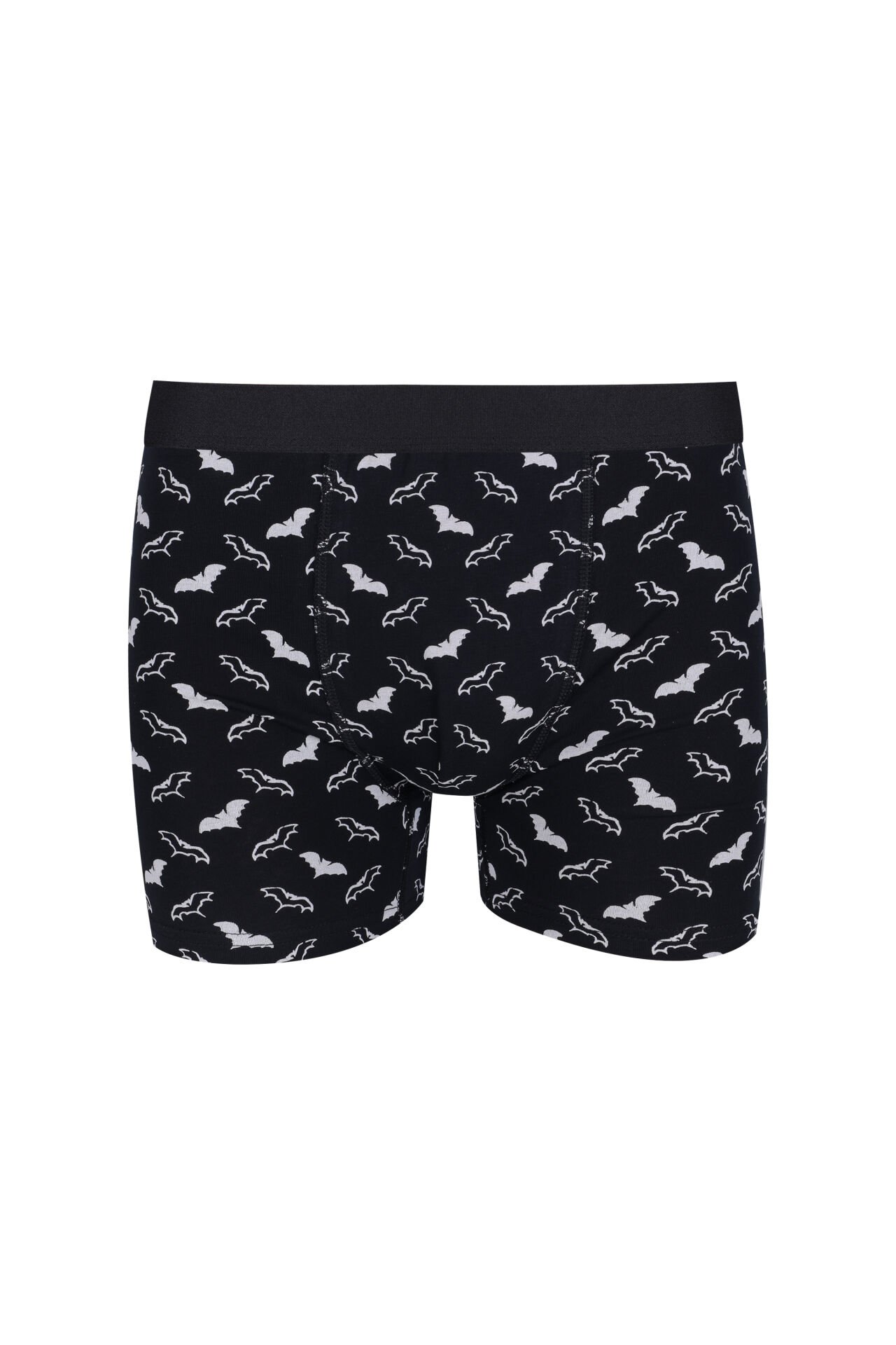 Erkek Tekli Desenli Pamuklu Boxer Siyah - Gri - M