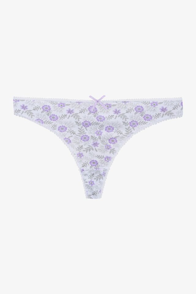 Kadın 3'lü Pamuklu Desenli Tanga 11030-10 - L/XL