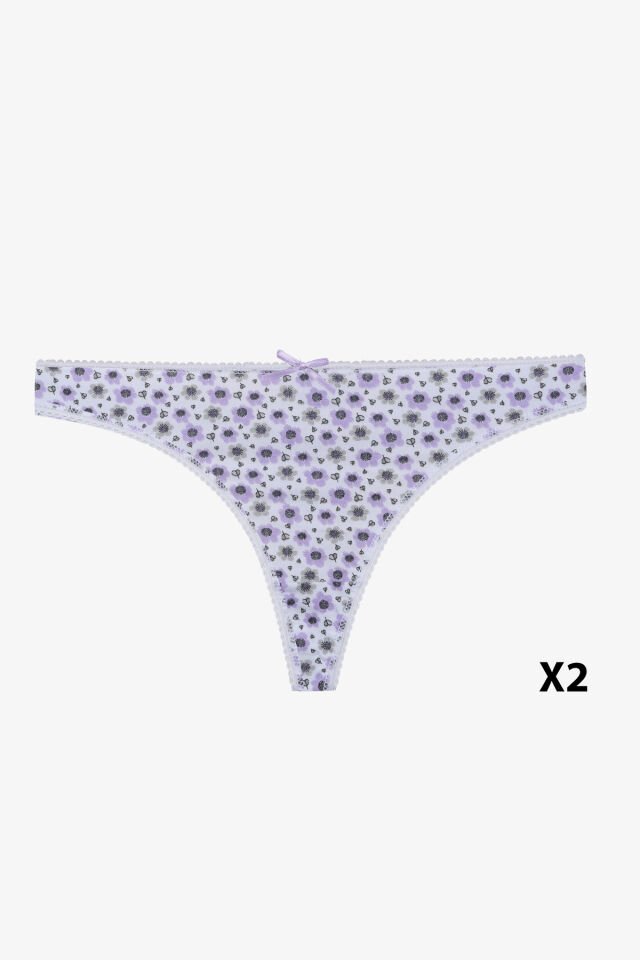 Kadın 3'lü Pamuklu Desenli Tanga 11030-10 - L/XL