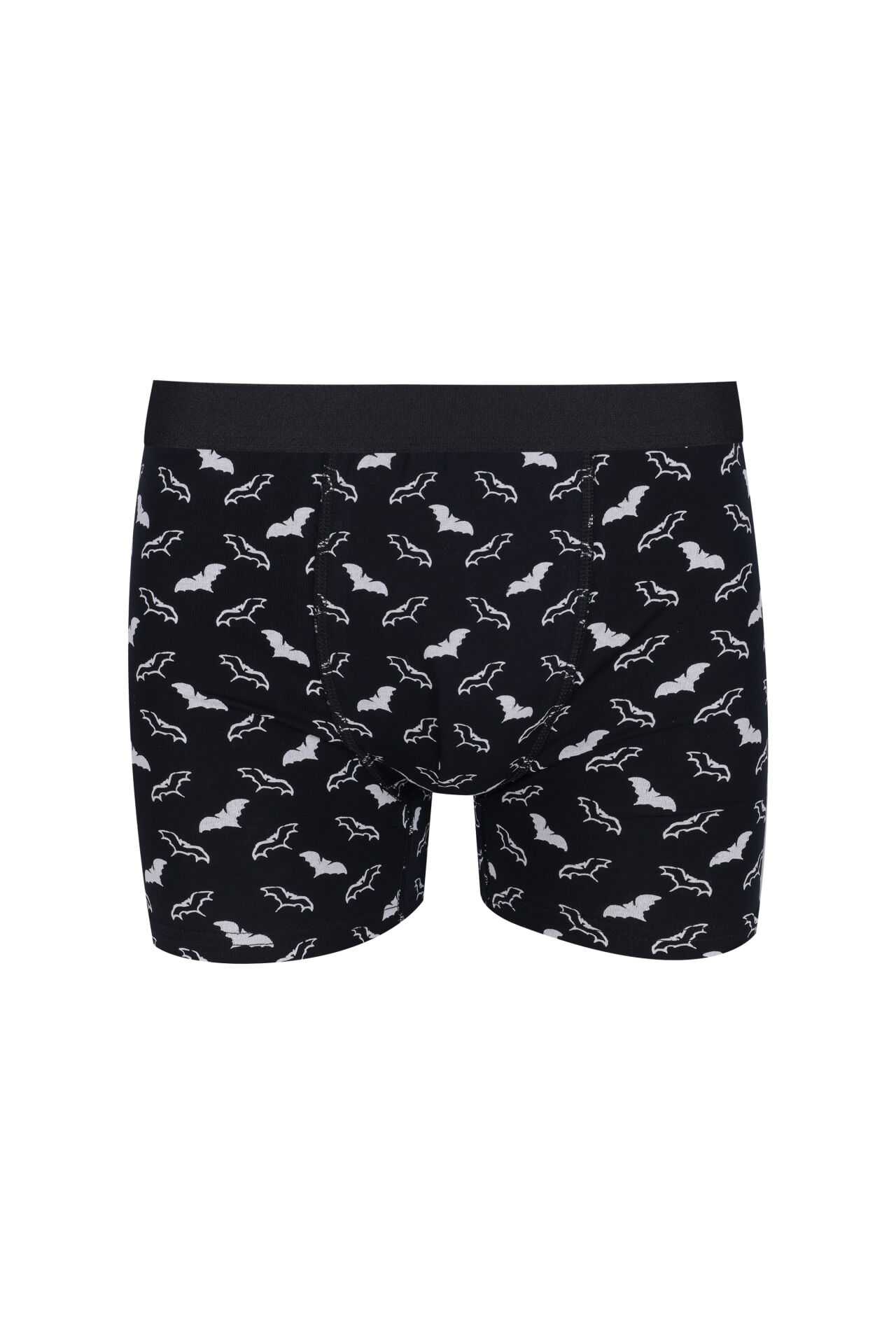 Erkek Tekli Desenli Pamuklu Boxer Siyah - Gri - 2XL
