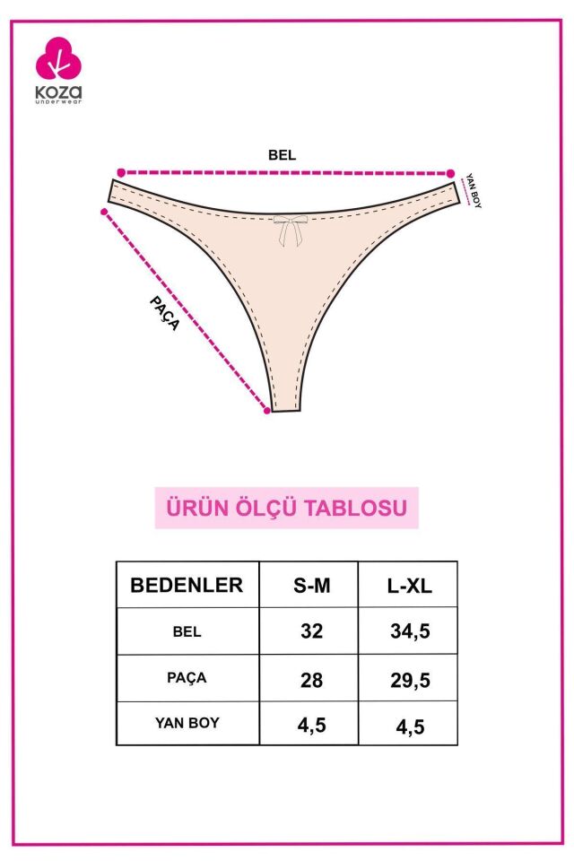 Kadın 3'lü Pamuklu Desenli Tanga 11030-26 - L/XL