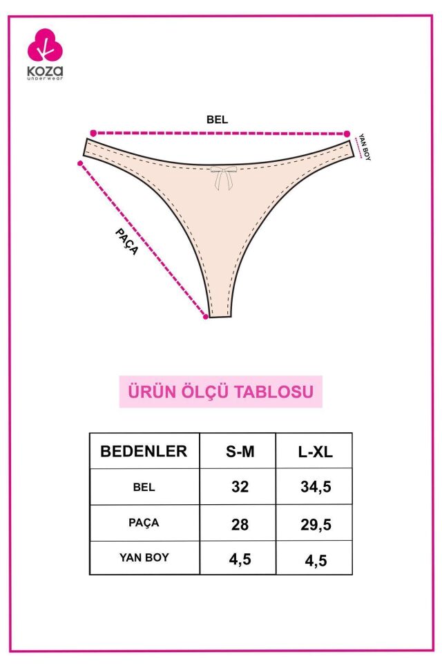 Kadın 3'lü Pamuklu Desenli Tanga 11030-12 - S/M