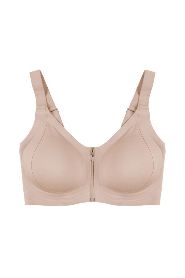 Kadın Büyük Beden (Battal) Önden Fermuarlı Dikişsiz Lazer Sütyen Mavi