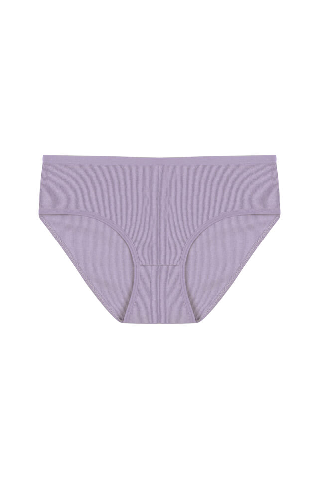 Kadın 3'lü Desenli Kaşkorse Pamuklu Yüksek Bel Bato Mor  - Lila - XL