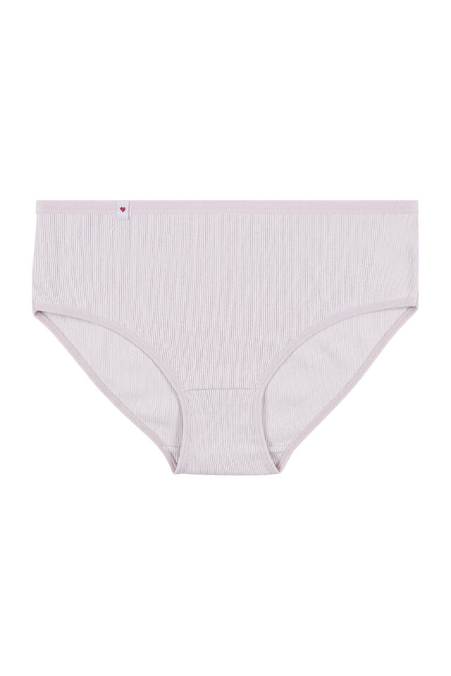 Kadın 5'li Pamuklu Kaşkorse Etiket Detaylı Yüksek Bel Külot Mor - Ekru - XL/2XL