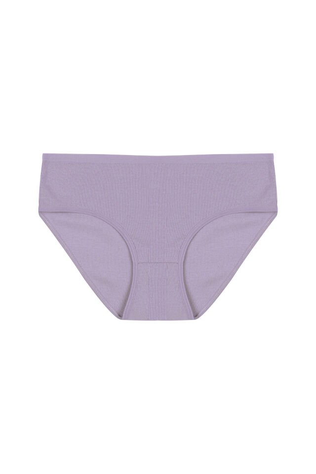 Kadın 3'lü Desenli Kaşkorse Pamuklu Yüksek Bel Bato Mor  - Lila - 3XL