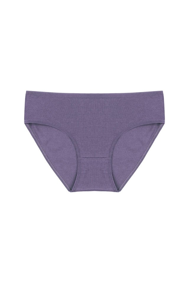 Kadın 3'lü Desenli Kaşkorse Pamuklu Yüksek Bel Bato Mor  - Lila - 3XL