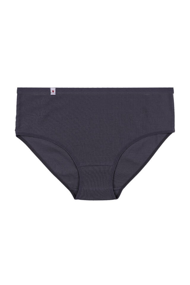 Kadın 5'li Pamuklu Kaşkorse Etiket Detaylı Yüksek Bel Külot Mor - Ekru - 3XL