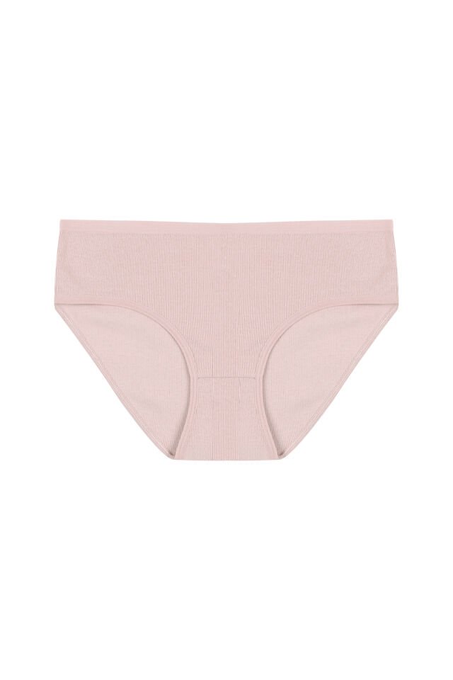 Kadın 3'lü Desenli Kaşkorse Pamuklu Yüksek Bel Bato Açık Pembe  - Pudra - 2XL