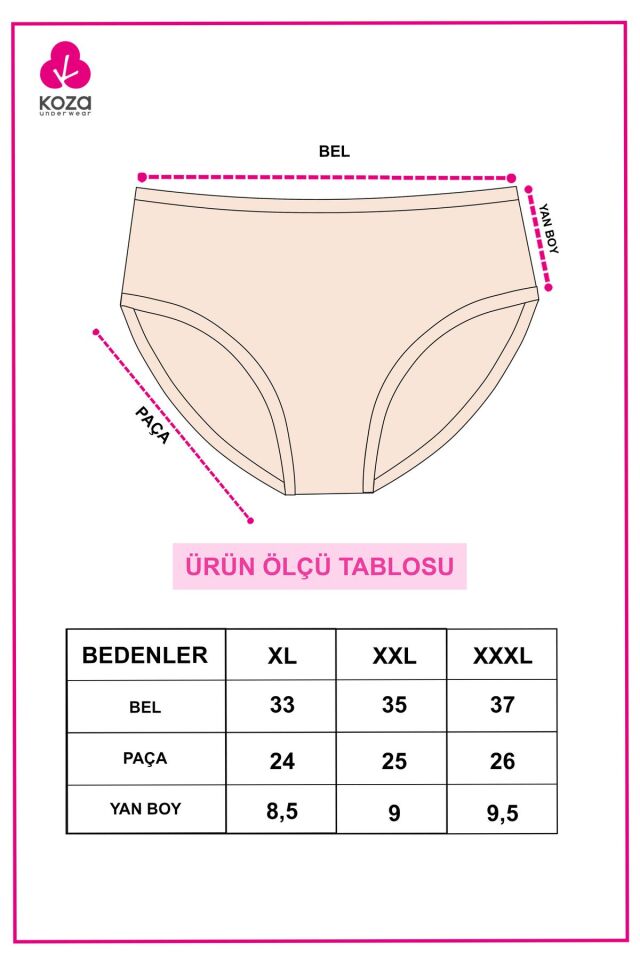 3'lü Desenli Pamuklu Yüksek Bel Bato 2060-325 - 3XL