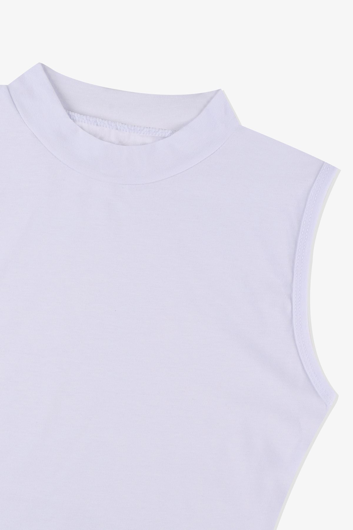 Kadın Kolsuz Likralı Pamuklu Yarım Balıkçı Body Beyaz - 2XL - Beyaz - 2XL